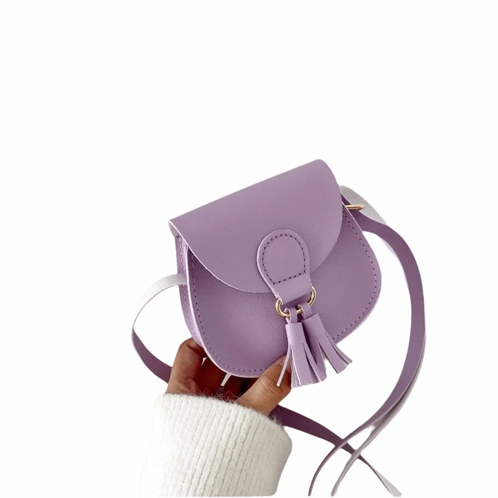 New Cute Children Shoulder Bag PU Leather Mini Size Coin Purse Adjustable Tassels Princess Messenger Bag Party