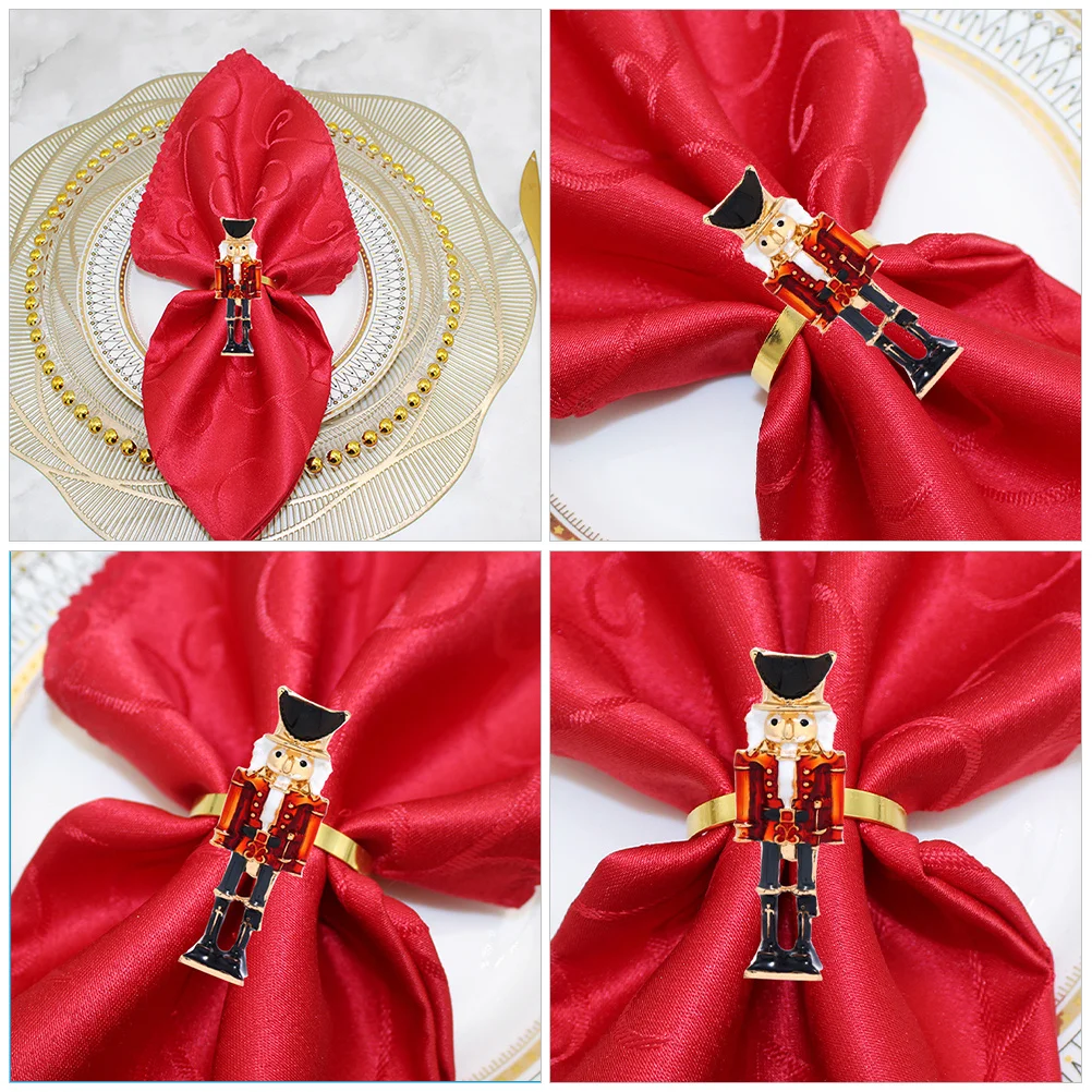 

6Pcs Christmas Napkin Rings Decorative Napkin Buckles Tabletop Adornment for Banquet Hotel Restaurant Home Events
