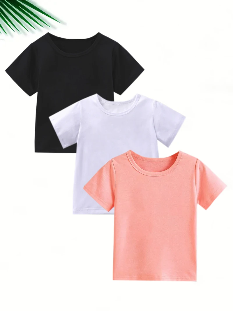 Three piece T-shirt, casual top, children's clothing, boys and girls, short sleeved summer children's holiday gift