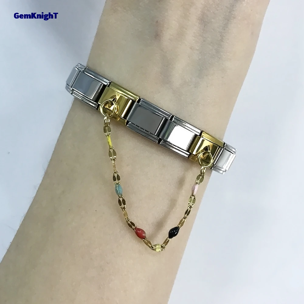 Italienische Charms Link Bunte Perlen Hängende Kette Fit 9mm Armband Edelstahl Herstellung DIY Perlen Frauen Männer Schmuck – Detail 5