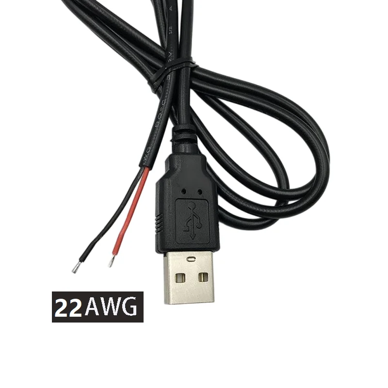 USB كابل شحن 22AWG 30 سنتيمتر 50cn 1 متر DIY USB سلك الطاقة USB ذكر التوصيل إلى 2 دبوس سلك عاري 12 فولت 5A سلك ضفيرة الطاقة استبدال