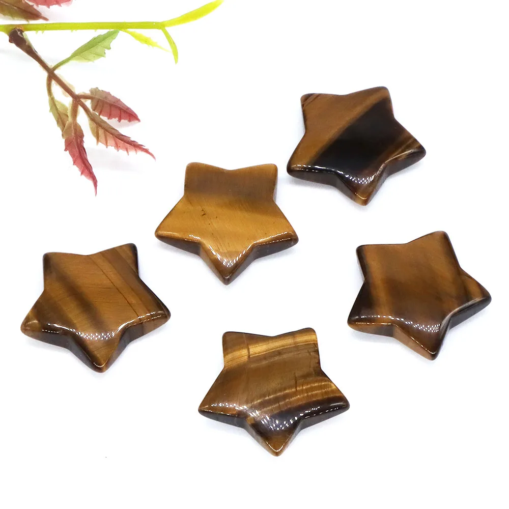 10 Pcs/Lot 30mm Star Shape Natural Gemstone Yellow Tiger Eye Crystal Reiki Healing Stone For Making Mascot Jewelry Love Gifts