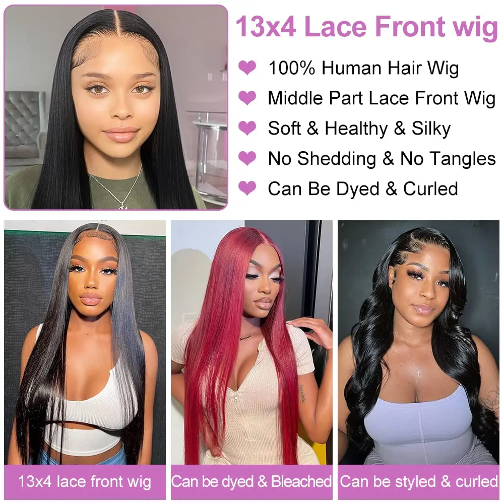 30 بوصة شعر طبيعي مفرود قبل قطعها مع شعر الطفل 13x4 HD الدانتيل الشفاف الجبهة الباروكات للنساء 250 الكثافة الطبيعية الأسود