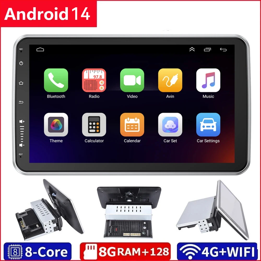 

Rotatable 1 Din Car Radio Universal Wireless Carplay Android Auto Video Multimedia Player Stereo DSP Head Unit 4G+64G 10.1"Inch