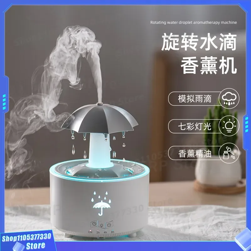 Colorful Raindrop Aromatherapy Diffuser Remote Control Rotary Water Drop Humidifier for Home Office Air Purifier and