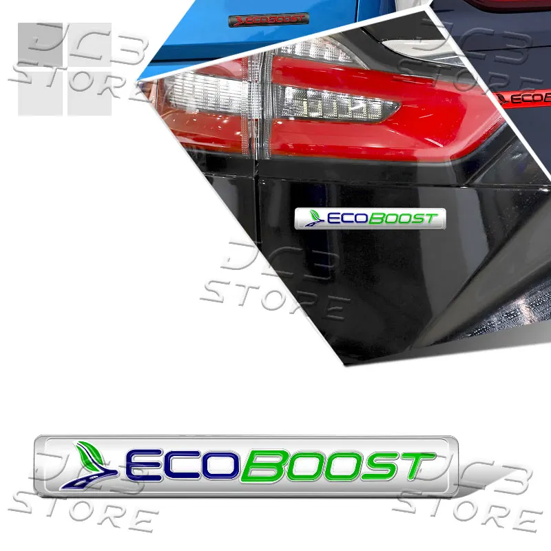Metal Car Emblem EcoBoost Logo Car Rear Trunk Body Sticker Badge Decor For Ford Focus 3 4 5 Fiesta Mondeo Kuga Escape Edge