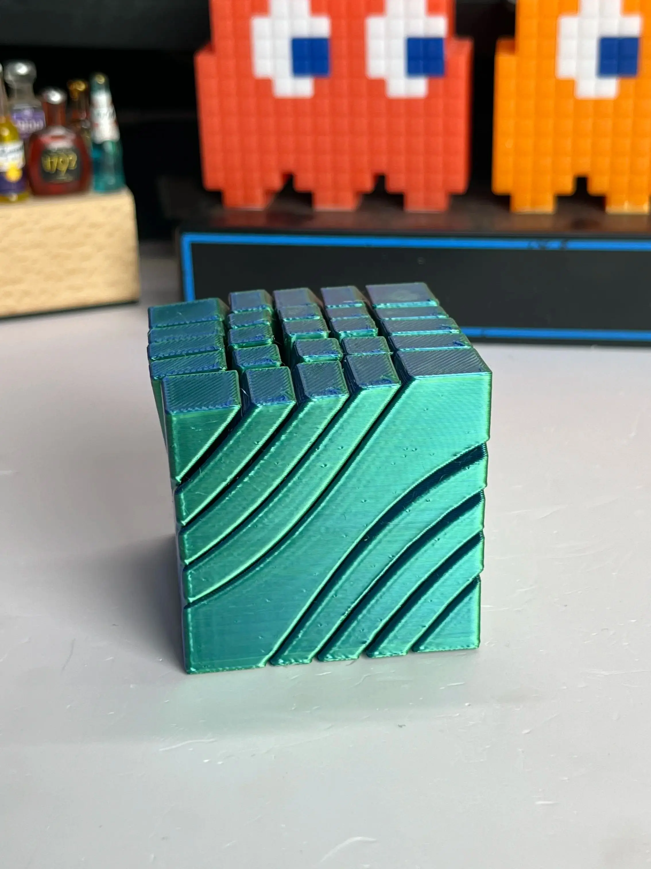 3D Printed Slime Effect Cube Fidget Toy, Stress Relief Desk Toy