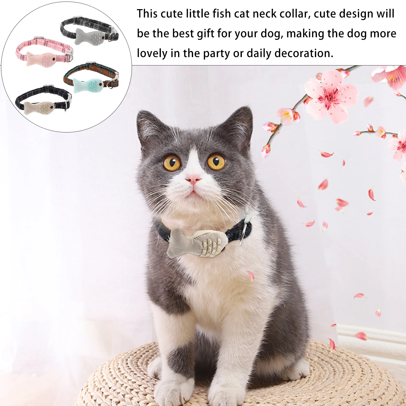 

4Pcs Adjustable Cartoon Pet Cat Collar Stylish Durable Pet Collar Adorable Design for Christmas Holiday Party Cat Accessory