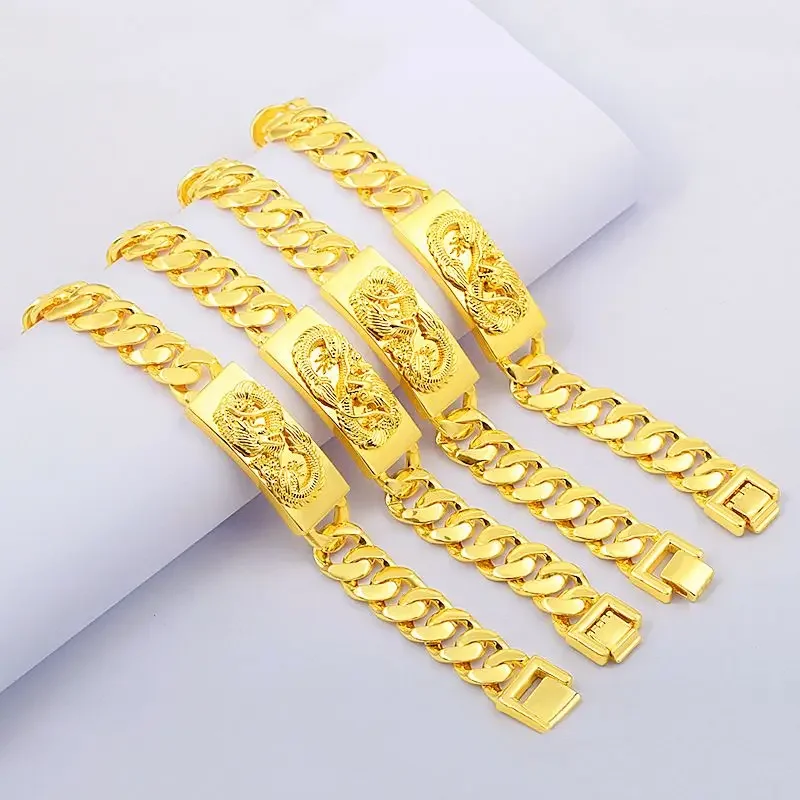 UMQ New Vietnam Placer Gold Domineering Glossy Dragon Brand Custom Bracelet Men's Buckle Temperament Jewelry No Color Fading