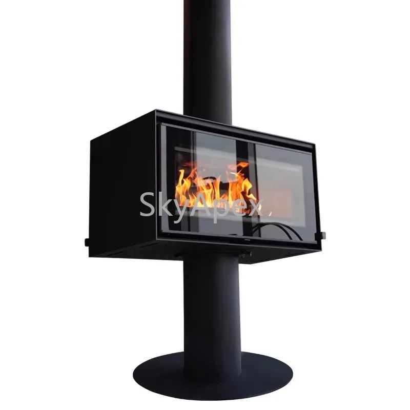 

Modern Dual-Sided Rotatable Real Fire Fireplace Wood Heating for Home Villa Easy Freestanding Installation for Hotels Apartments