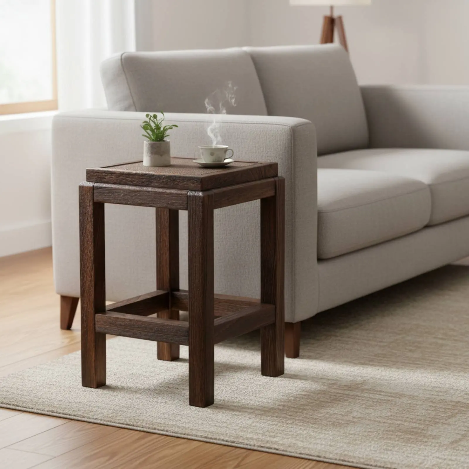 

Square Wooden Stool Solid Wood Square Stool Low Wooden Bench Natural Oil Finish Footrest No Assembly Needed for Entryway