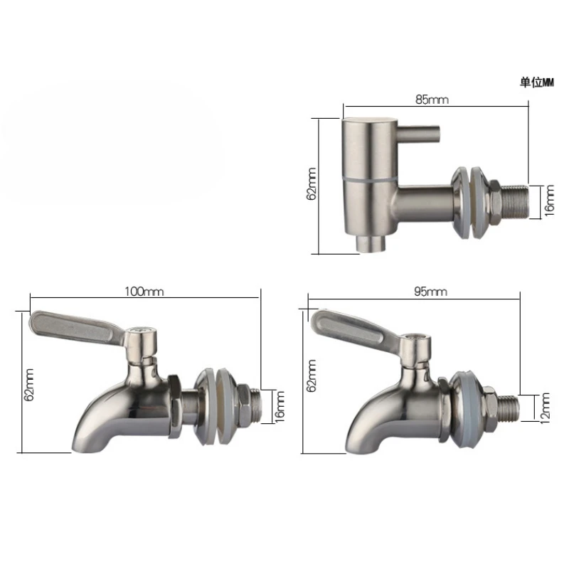 1pcs 304 Stainless Steel Wine Barrel Faucet Beverage Juice Water Bucket Faucet Ball Valve Wine Jar Faucet Beer