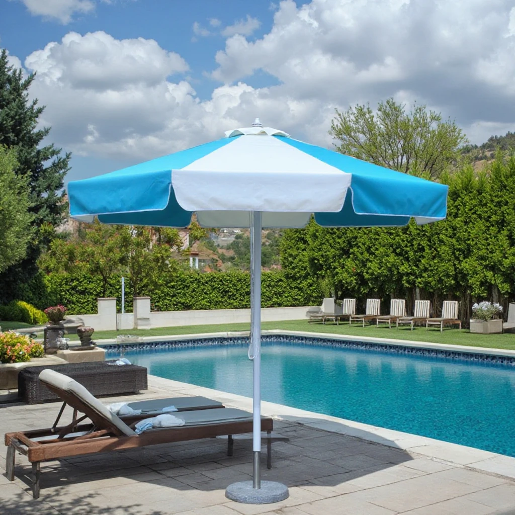 

Multicolour Big Size Custom Outdoor Patio Beach Umbrella Summer Market Pool Restaurant Promotions Sun Shade Garden Parasol Base