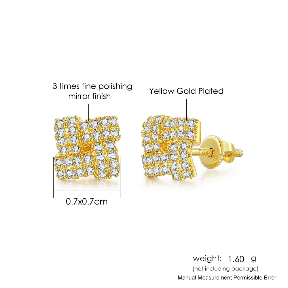 Gold Color Stud Earrings for Women Simple Geometry Zircon Crystal Earings Punk Fashion Jewelry Streetwear Ear Accessories OHE128