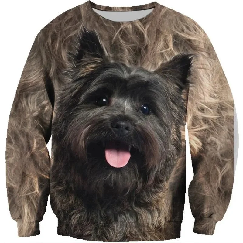 3D Print Dog Pet Pullovers Spring Autumn Fashion Animal Border Collie Dogs Pattern Hoodie Long Sleeved Round Neck Sweatshirt