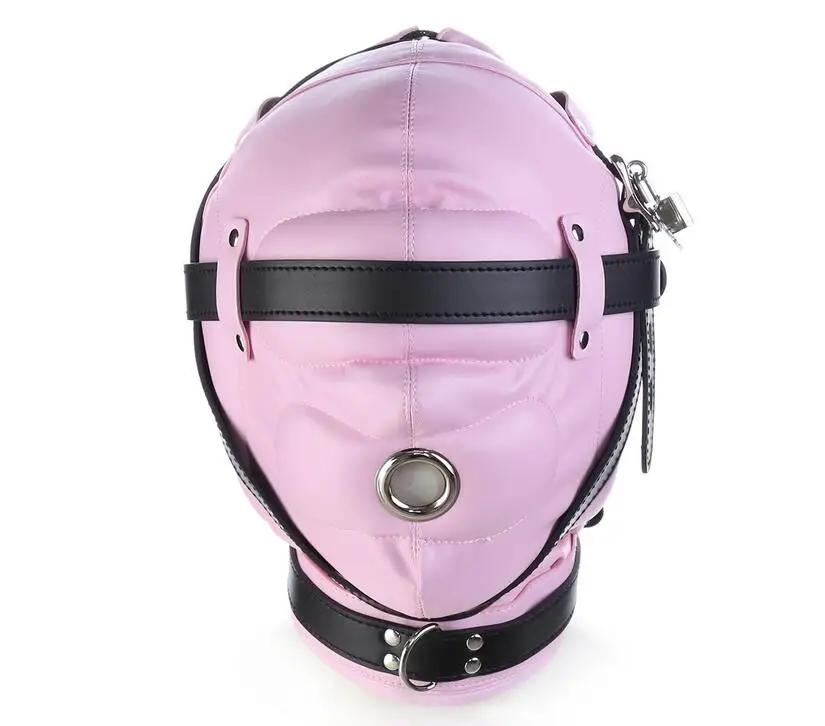 Leather Mask Hood Sensory Deprivation Gimp Bandage Mouth Lockable Party Masquerade Halloween Mardi Gras Alien Super Hero