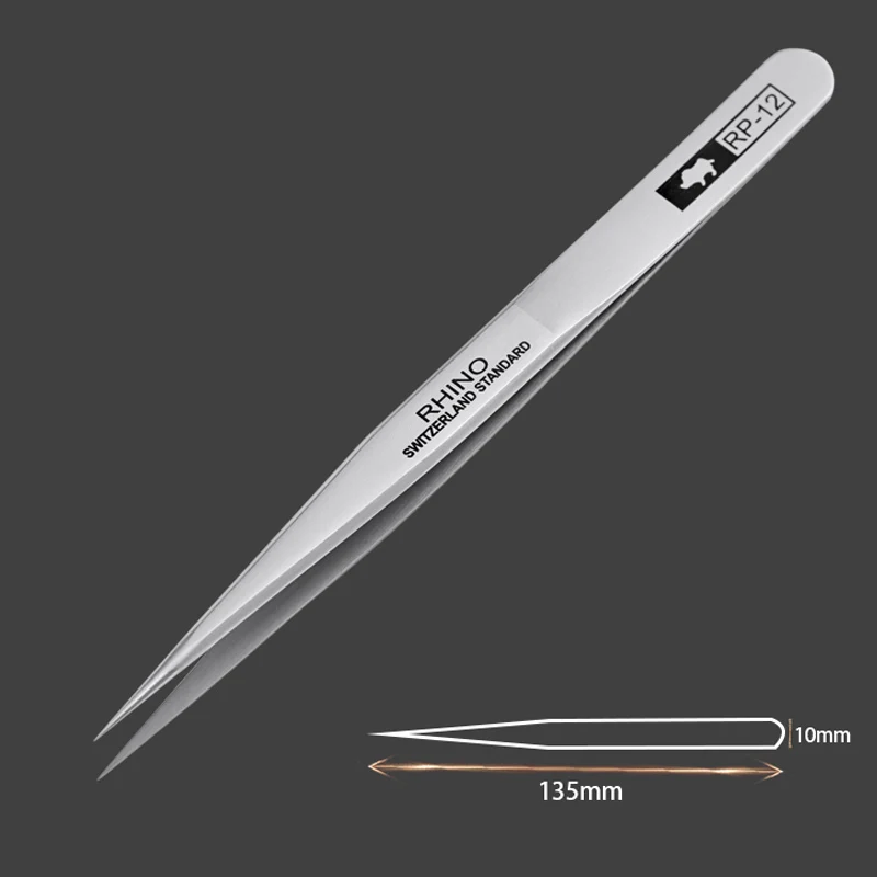 Japan RHINO RP Tweezers Anti-acid Anti-magnetic High-precision Super Hard Sharp Forceps Phone Watch Jewelry Components Repair