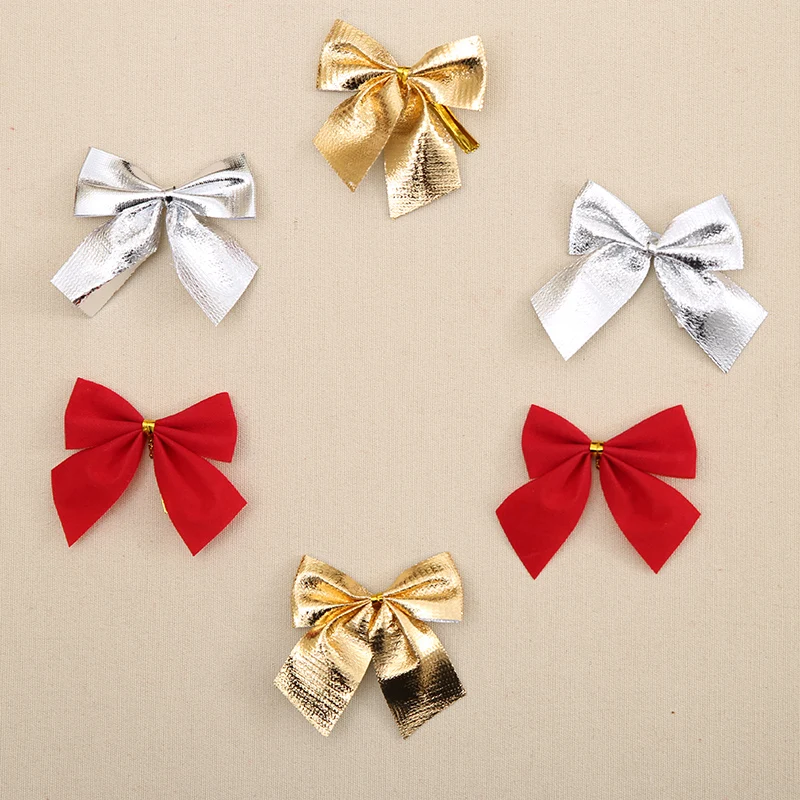 12Pcs Christmas Bows Decoration Gold Bowknot Ornament Christmas Craft Bows Supplies Christmas Decoration 2025