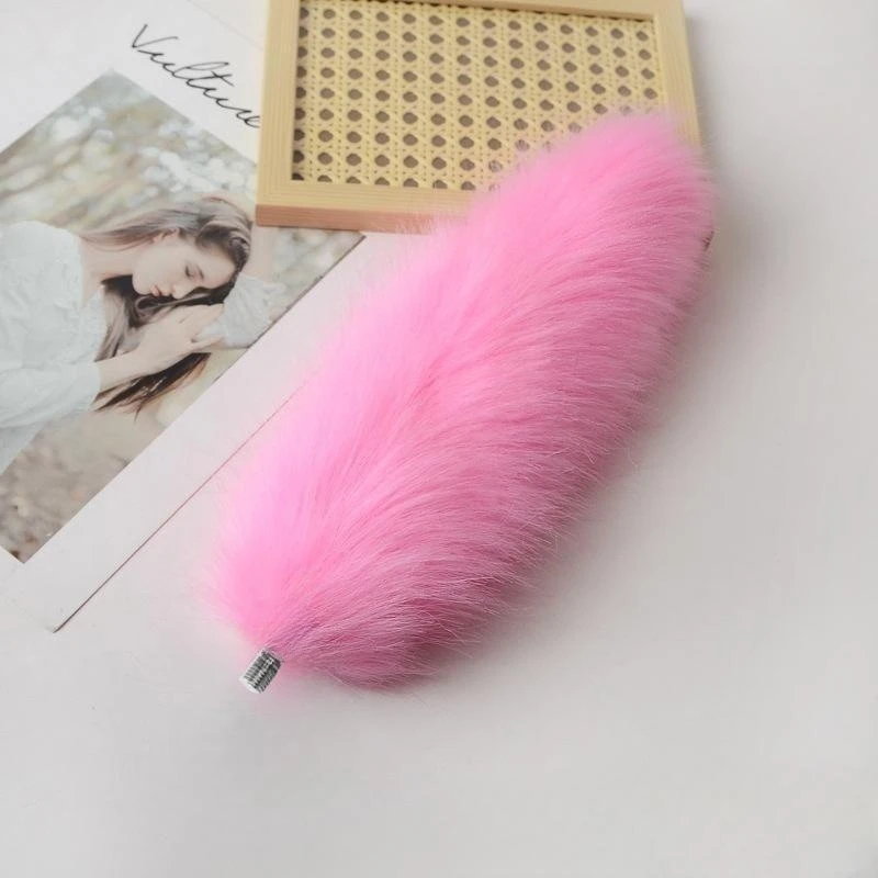 30-100cm Sexy Pink Dummy Fox Tails with Detachable Alloy Butt Plug for Couple BDSM Adult Fantasy Teasing Anal Sex Toys