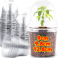 5Pcs Nursery Humidity Dome Tray Seedling Propagation Pots Ventilation Transparent Garden Plant Pastic Seed Stater Cup with Cover