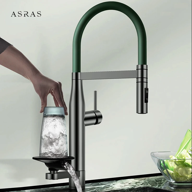 ASRAS New Cup Rinser Faucet 360° Rotation Pull Out Hot And Cold Water Mixer Taps