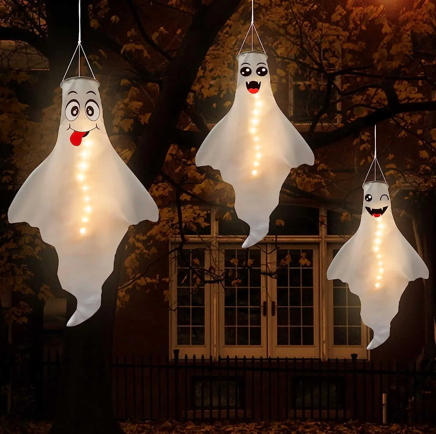 

Halloween Decoration Ghost Wind Tunnel Site Layout Props Hanging Ghost Demon Ghost LED Luminous Ghost Pendant