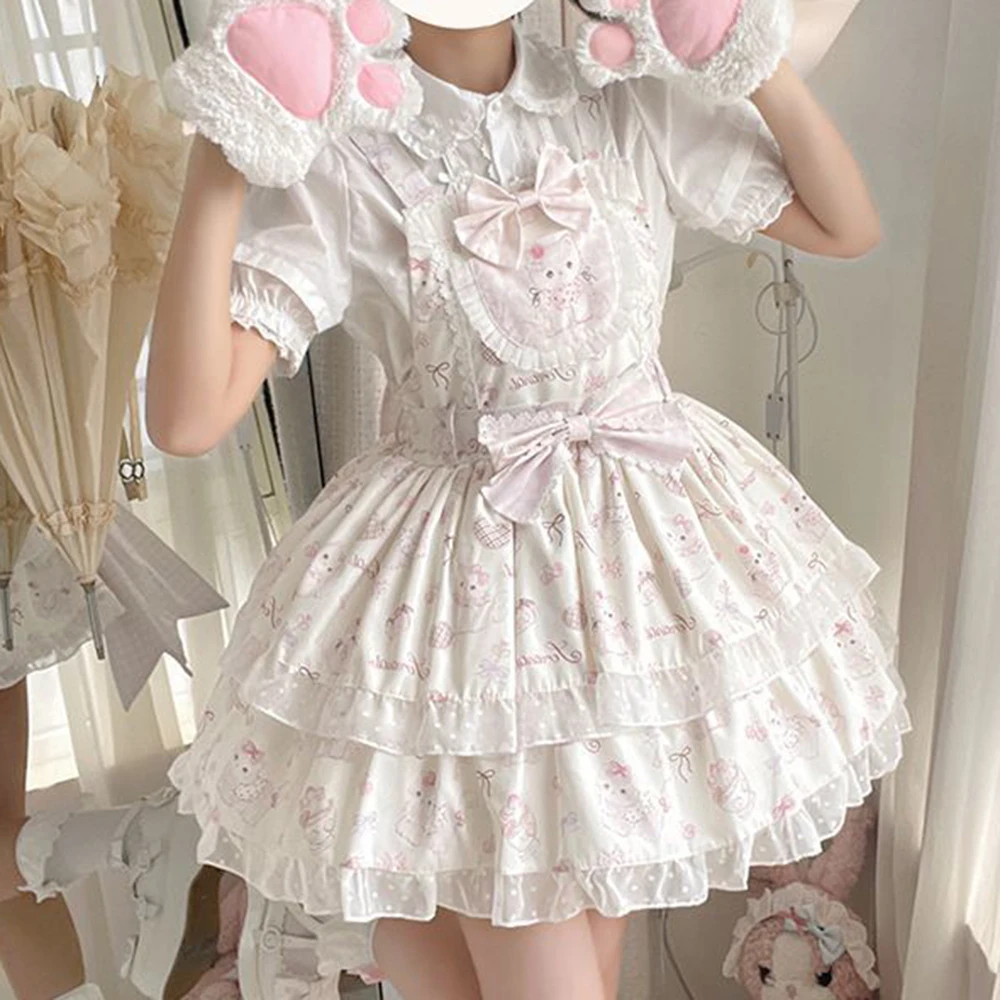 

Lolita [Chocolate Cat] Cute Sweet Strap Skirt Lolita Sweet Versatile Daily birthday dress for women