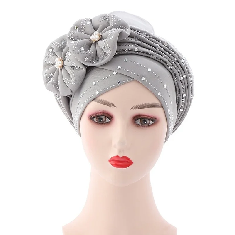 Adjustable African Turban Inner Hijab Caps Aso Oke Headtie Ready To Wear Muslim Scarf Head Wrap Women Hat Auto Gele