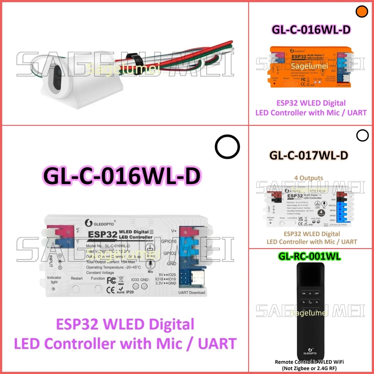 

GLEDOPTO GL-SW-001 WS2811 WS2812 SK6812 RGBW IR sensor switch LED controller light strip timing gesture sensing switch 20A Max