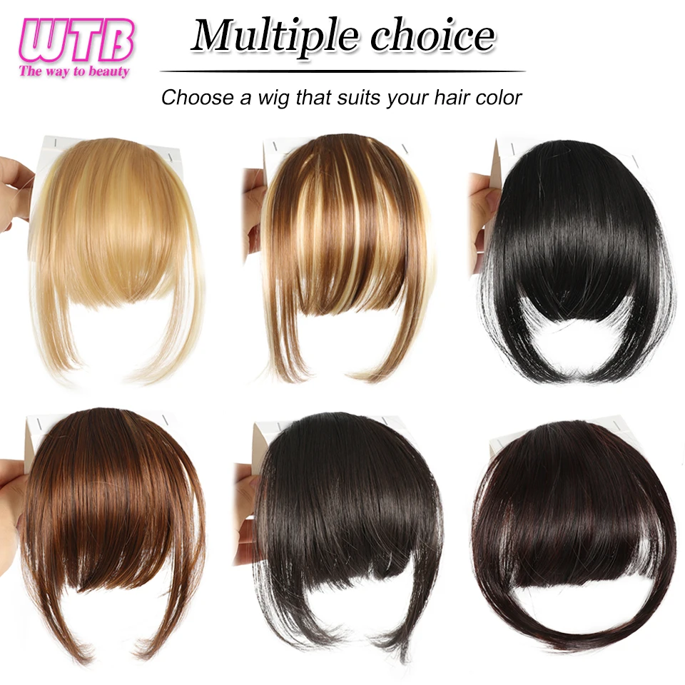 Bangs Hair Clip in Extensions Bang Natural Full Fake Bangs Straight Fringe Hairpieces with Temples for Women Daily Wear Wigs images - 6