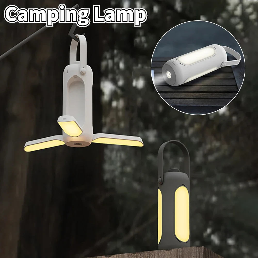 Portable LED Camping Lights Lâmpada recarregável USB ao ar livre Lâmpada de tenda dobrável Lanterna de emergência Luz de caminhada Luz de acampamento