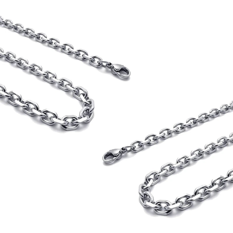 

2X Jewelry Men's Ladies Necklace, Stainless Steel Necklace, Silver Color - Width 3Mm - Length 70Cm