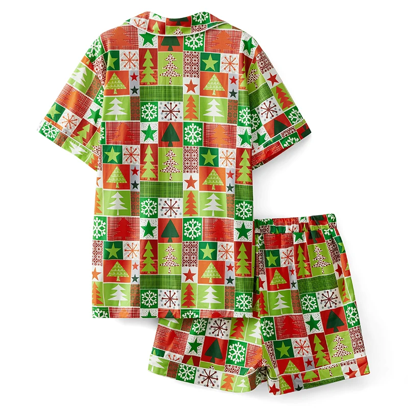 Festive Family Matching Pajama Set with Reindeer and Snowflake Print Tops and Cozy Flannel Pants for Christmas