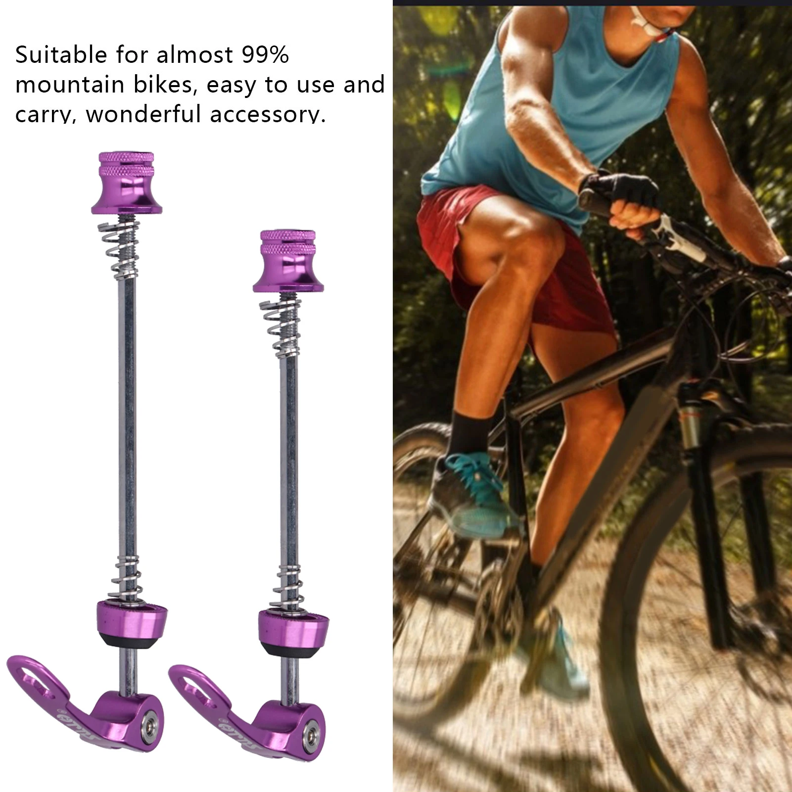 ZTTO Quick Release Skewers, 2pcs Set, Purple - 135mm Front 170mm Rear, Aluminum Alloy + Steel, Easy Setup, Fit for Mountain Bike