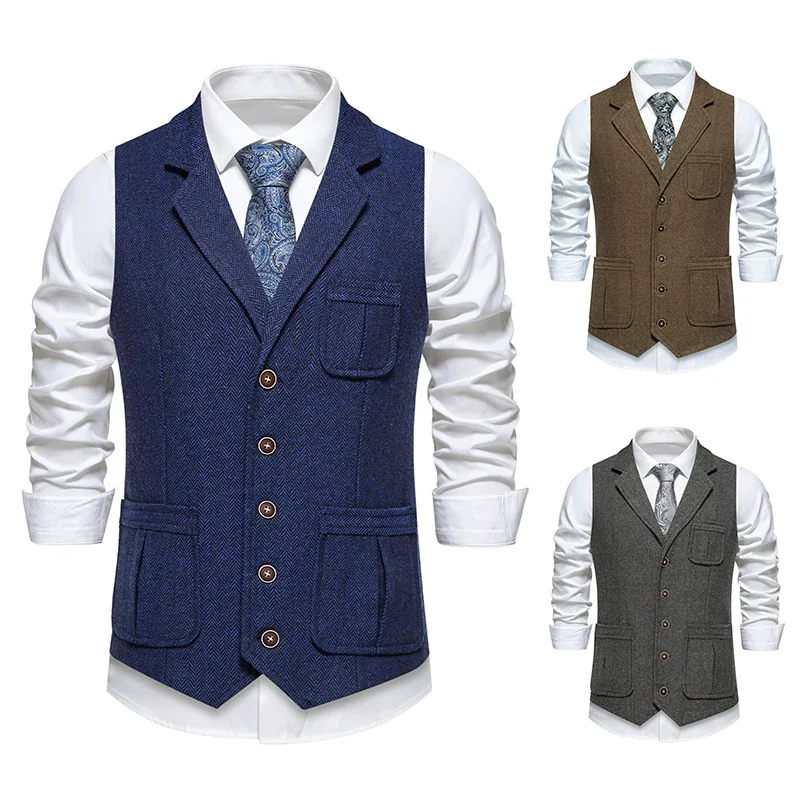 Victorian Waistcoat Gilet Steampunk Mens Suit Vest Vintage Multiple Pockets Designer Herringbone Chaleco Hombre Casual Men Vests