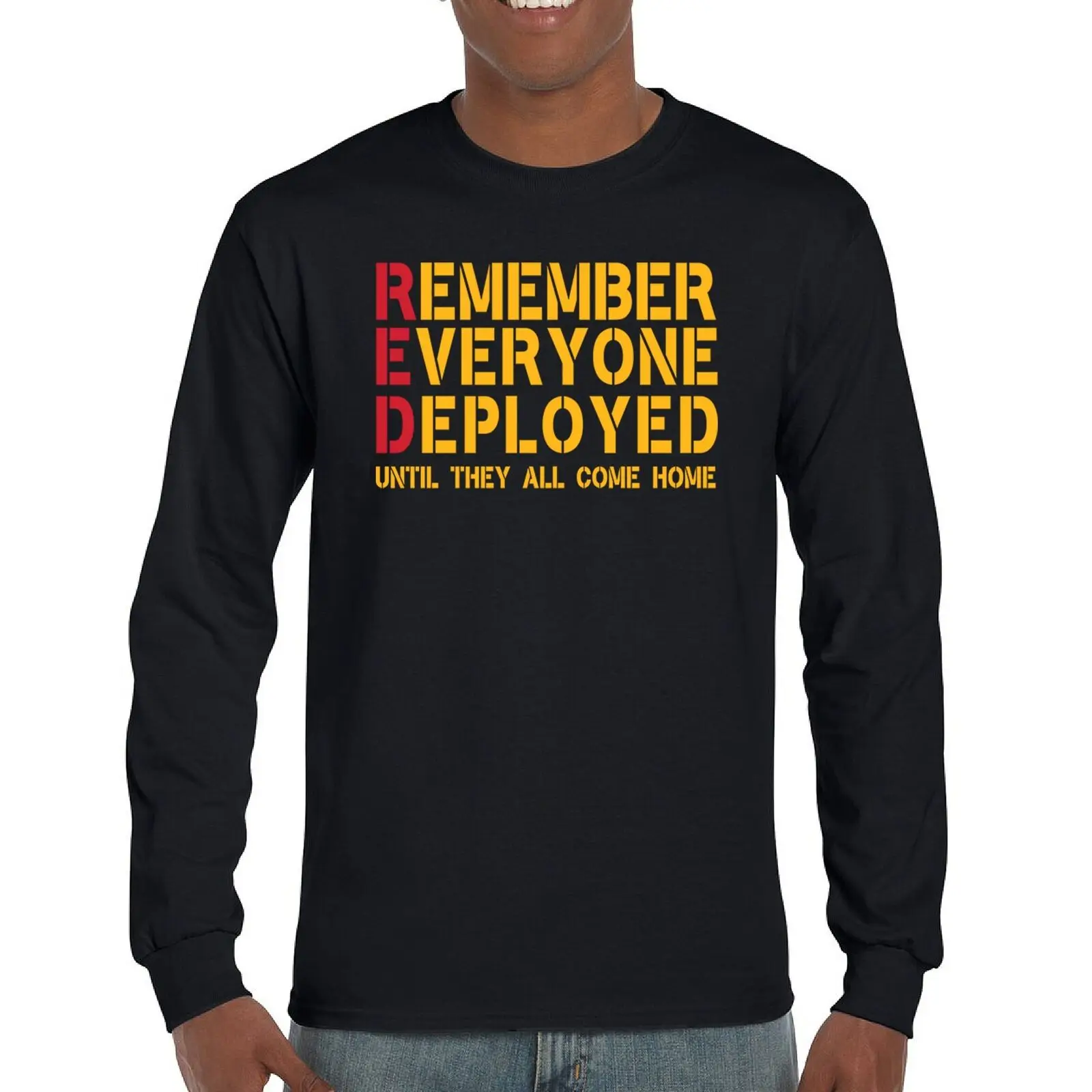 RED Until They All Come Back Long Sleeve T-shirt Remember Everyone Deployed