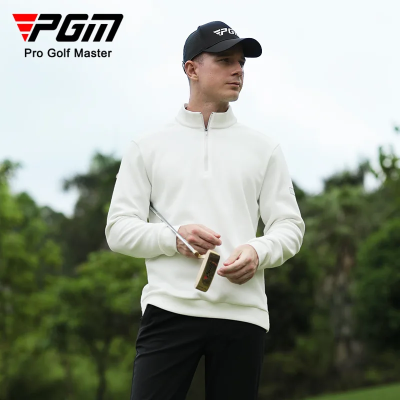 PGM golf clothing men's long-sleeved jacket autumn and winter T-shirt zipper stand collar warm men's polo shirt