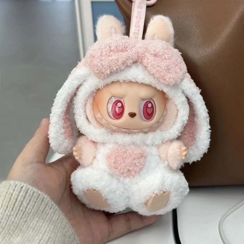 Vêtements de poupée en coton de 10cm, joli ensemble de lapin de dessin animé pour 17cm, vêtements Labubu en peluche, poupée mignonne rose, Onesie, accessoires de vêtements de bricolage