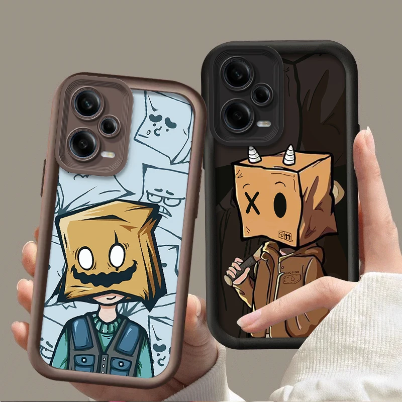 Luxury Box Paper Man Silicone Phone Case For Xiaomi POCO X6 X5 X4 GT F3 F4 F5 M6 Pro X3 NFC Mi 13T 12T 11T 13 12 11 Lite 5G NE