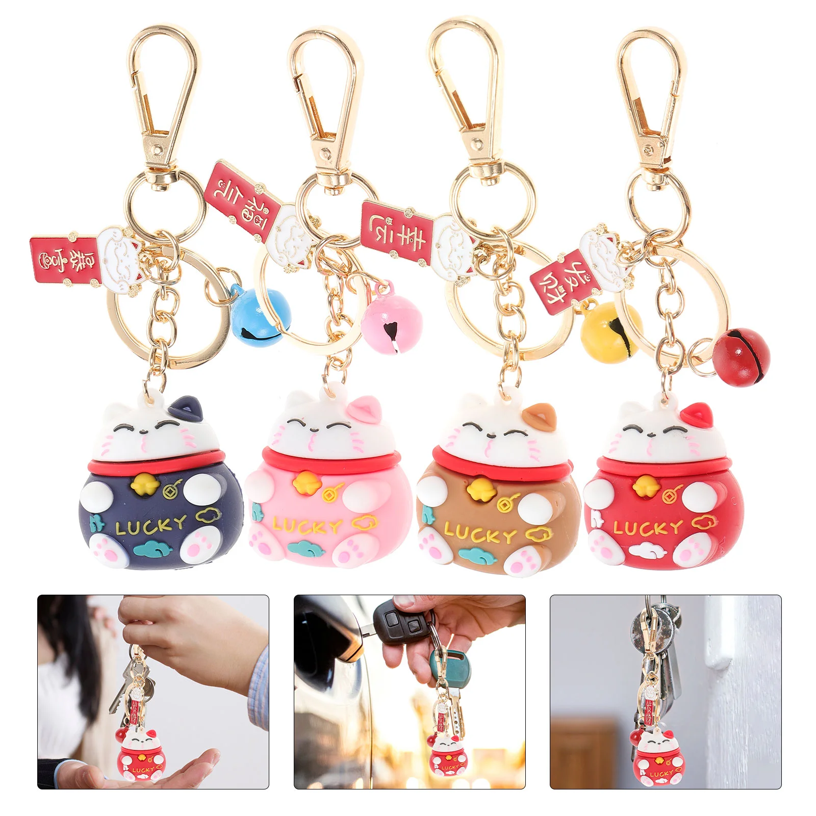

4 PCS Keychain Accessories Ladybug Christmas Car Decorations Pendant Keychains Miss