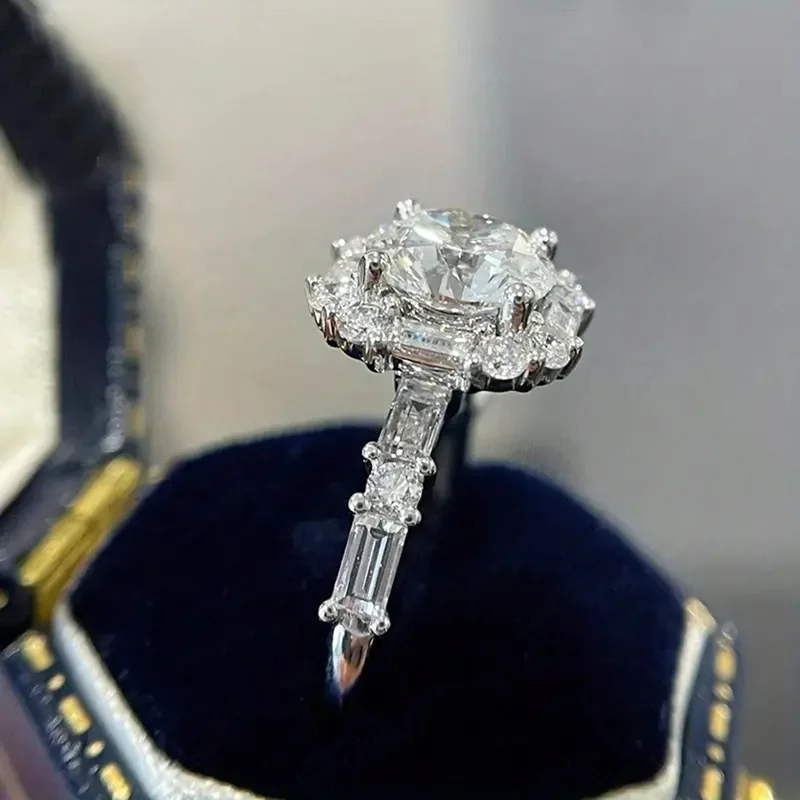 Luxury 925 Sterling Silver Big AAA Zircon Stone Ring