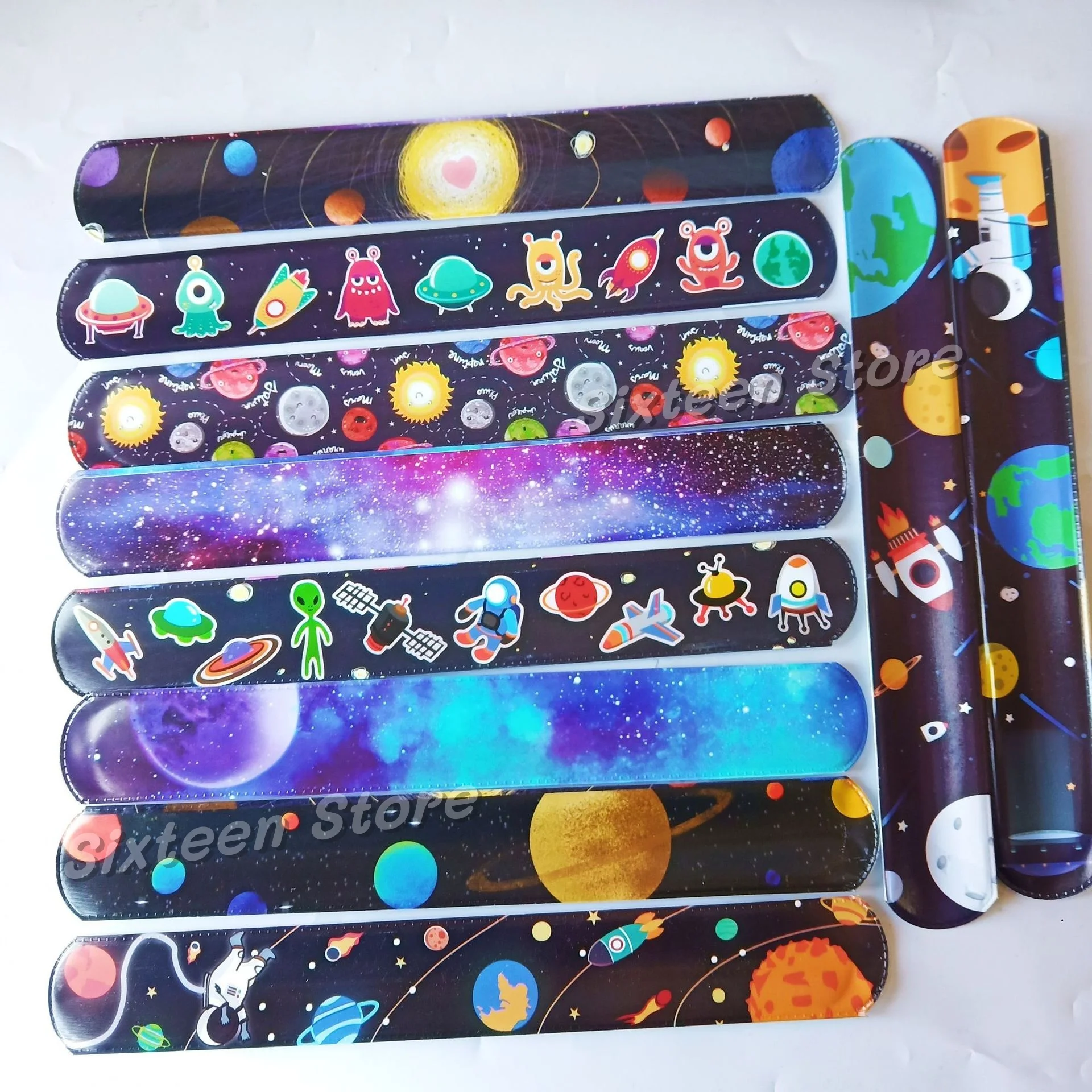 10-50PCS Starry Sky Snap Bracelet Astronaut Theme Clapping Circle Wristband Birthday Space Party Carnival Gift Prize view 2