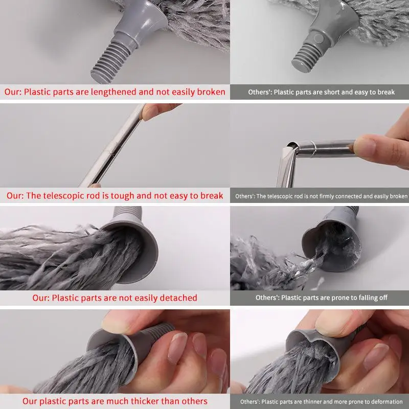 Extendable Microfiber Duster 280CM Long Pole Detachable Washable Head for Home Office Ceiling Dust Removal