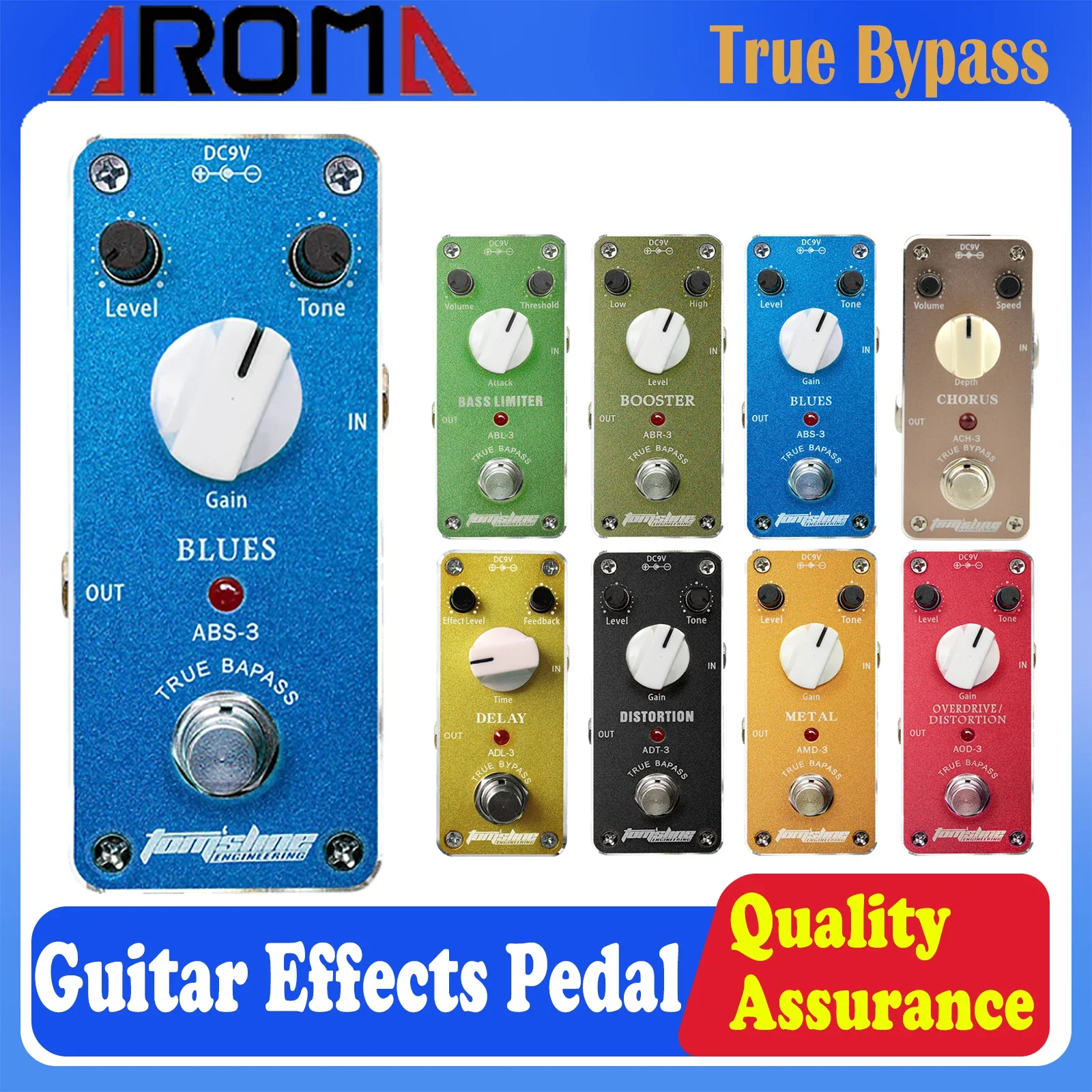 

AROMA Guitar Effects Pedal True Bypass Distortion/Overdrive Distortion/Delay/Booste/rChorus/Blues/Metal/Bass Limiter Guitar Part