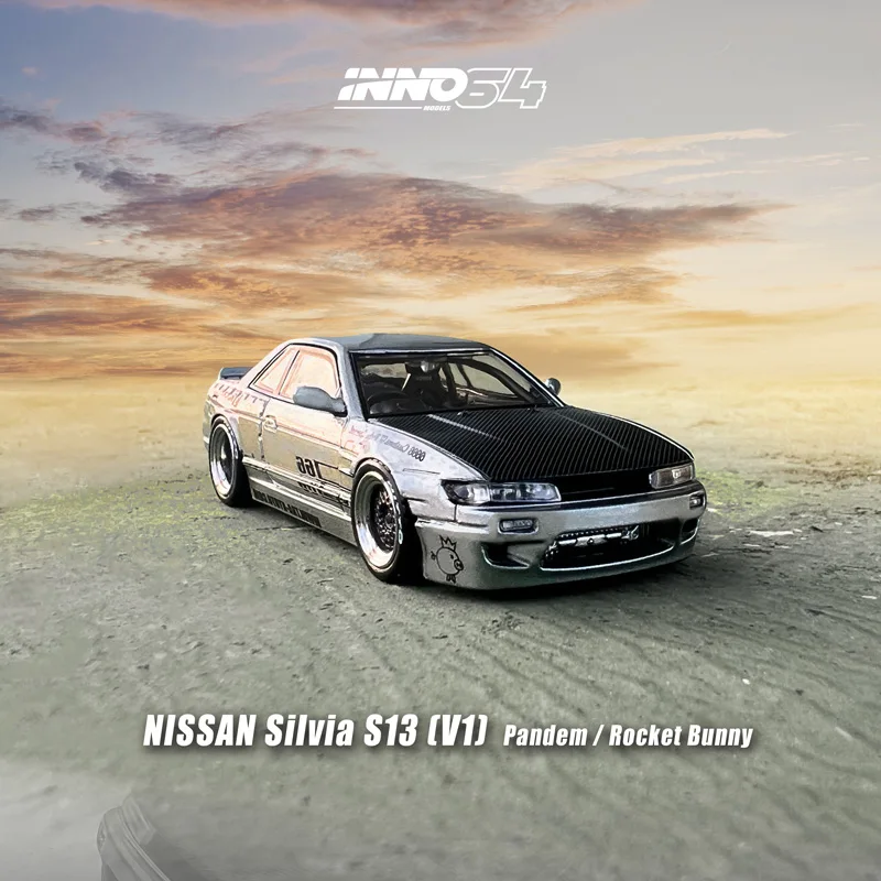 INNO 1/64 Nissan SILVIA S13 V1 PANDEM ROCKET BUNNY Die-cast Alloy Car Model Collection Display Gifts