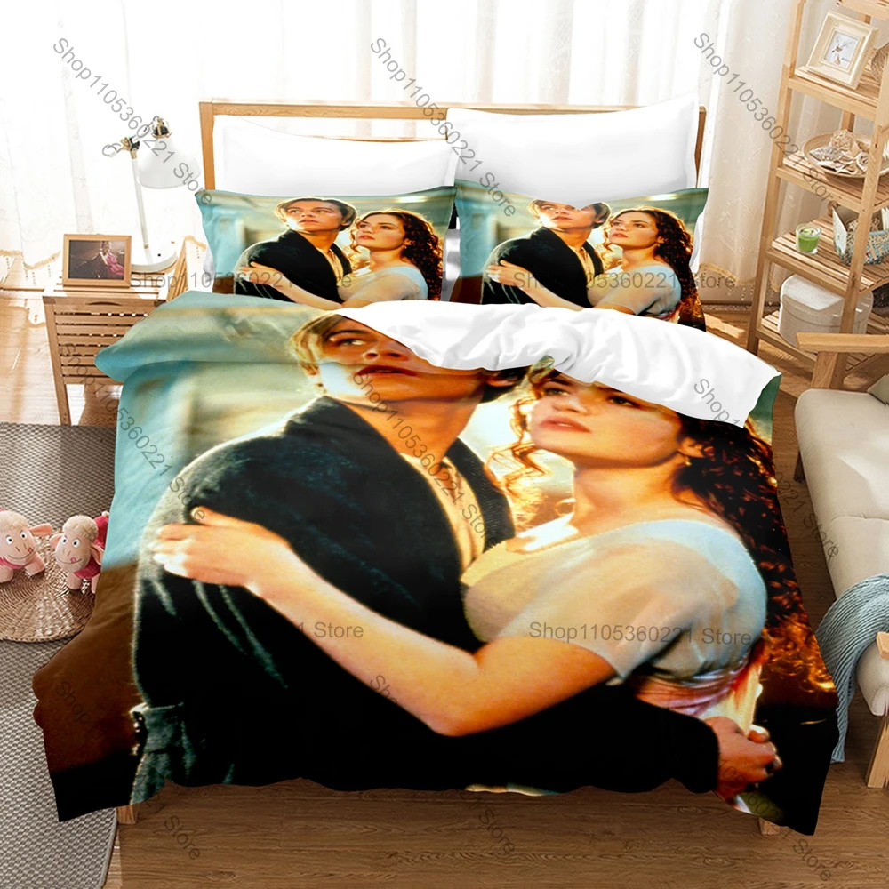 3D Printed Titanic Jack Rose Love Story Bedding 3 Pieces 1 Quilt Cover & 2 Pillowcases All Season Vintage Film Bedroom Decor