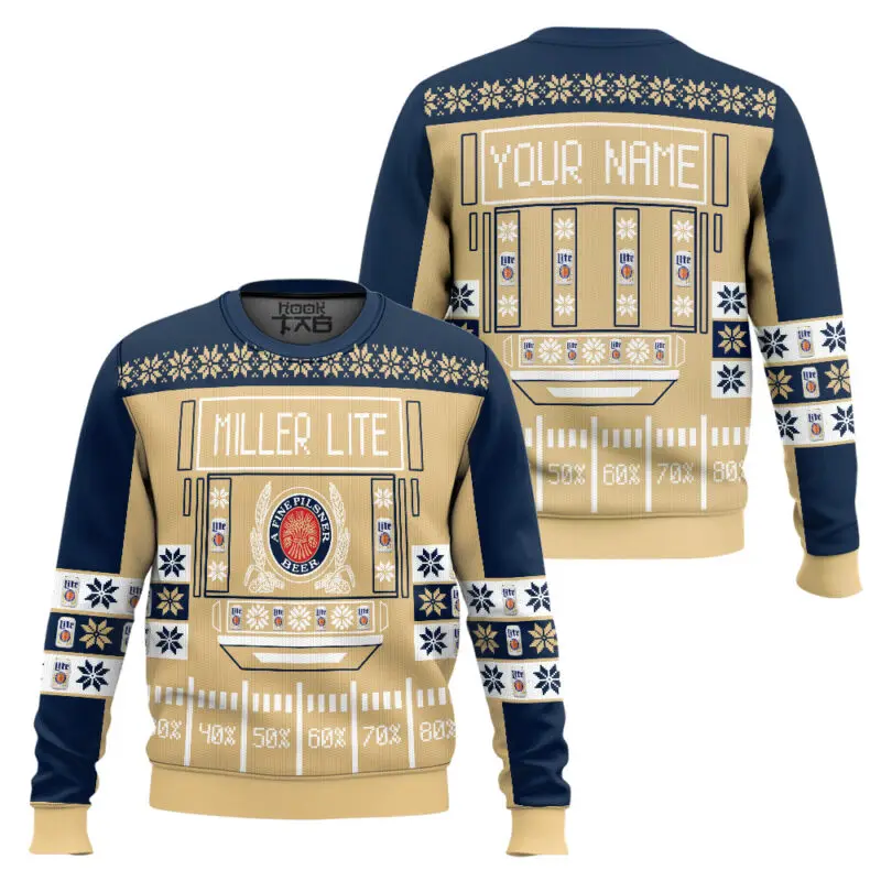 Men Round Neck Christmas Ugly Sweater Fully Printed Beer Enthusiast Gathering Festive Atmosphere Must Have For Autumn And Winter