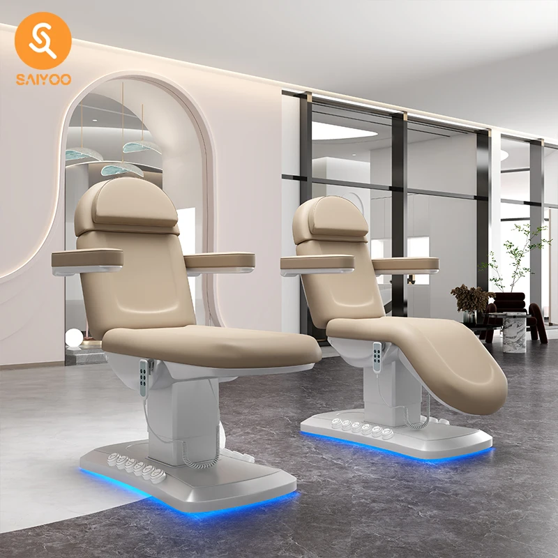 Foldable 3-Motor Facial SPA Massage Table with Customizable Colors and Foot Control