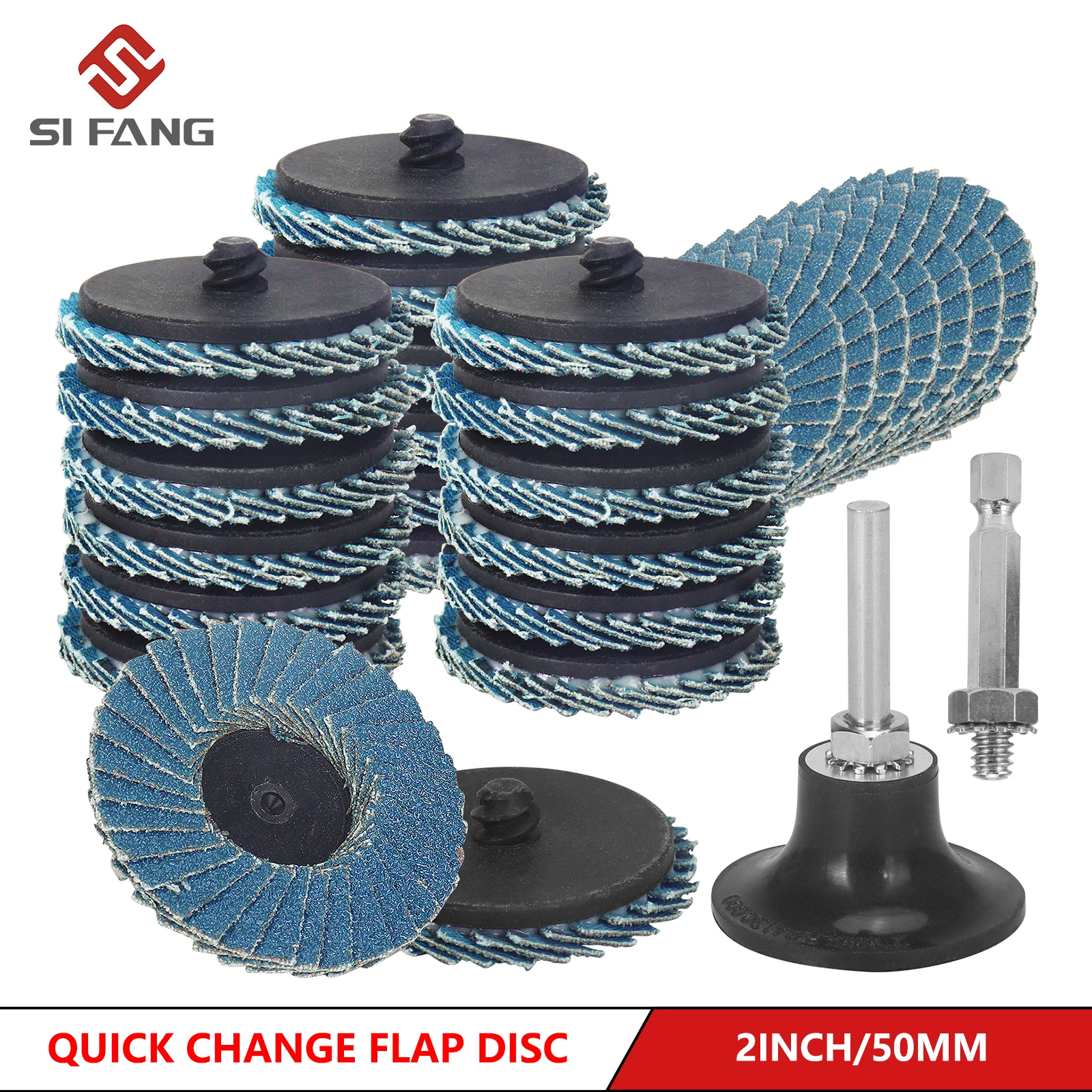 

31pcs Flap Disc 2" 50mm Sanding Disk for Roll Lock 40 60 80 120 Grit Abrasive Tools Fits Polishing Metal Iron Rust Removal