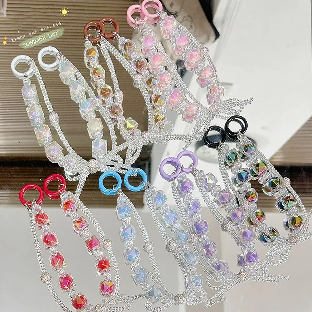 Colorful Hanging Cord Mobile Phone Strap Beaded Double Layer Handmade Phone Charm Rope Anti-lost Mobile Chain Lanyard Universal